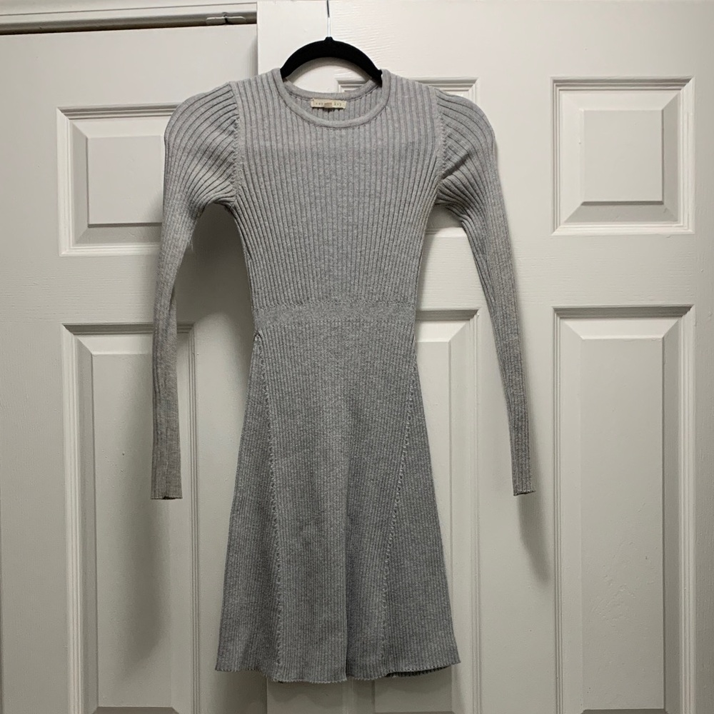 Copper Key Light Gray Ribbed Kids Dress